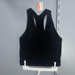 Free People Movement Black Ribbed Workout Top size large